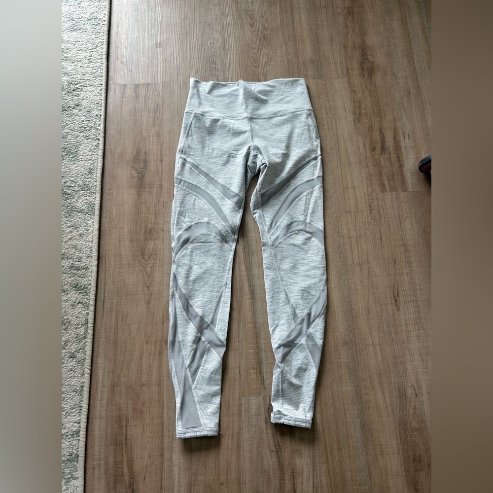 lululemon athletica Light Gray High-Rise Mesh Detail Leggings